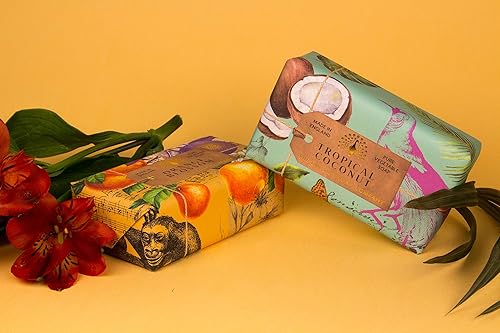 Miniatura 5 de The English Soap Company Barra de jabón envuelta para aniversario, barra de jabón de manteca de karité de coco de lujo, aroma de coco tropical, 6.70