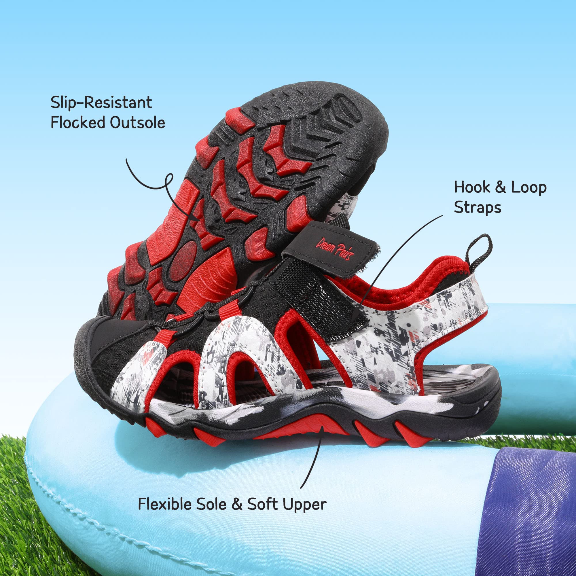 DREAM PAIRS Sandales Enfant Garçon Fille Sandales de Sport Outdoor Bout Fermé, Chaussures d'Eau Antidérapantes Respirantes Sandales Randonnée Plage Marche Été pour Enfants