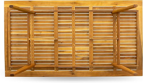 Miniatura 7 de East West Furniture DEBS7CANA Juego de 7 sillas de patio, 6 sillones con escalera trasera y mesa de centro al aire libre y tapa rectangular con