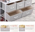 Dresser pour Chambre Chest of Drawers, 7 Organisateurs de rangement de tiroirs de tissus non tissés pour le salon de l'entrée Cabinet d'entrée en bois Top tissu gris
