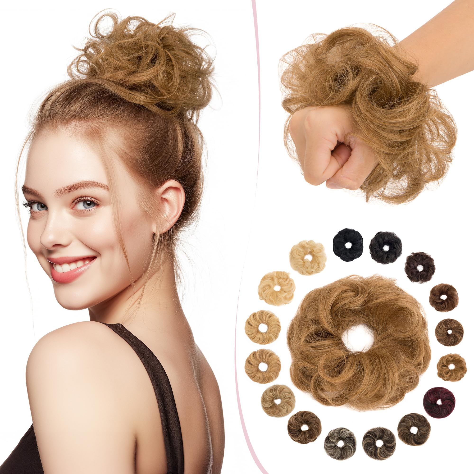 SEGO Pro Haarteil Mit Gummiband Echthaar Dutt Haarteil Echthaar Haargummi Mit Haaren Glatt Hair Messy Bun Hochsteckfrisuren Haarverlängerung für Damen Mädchen