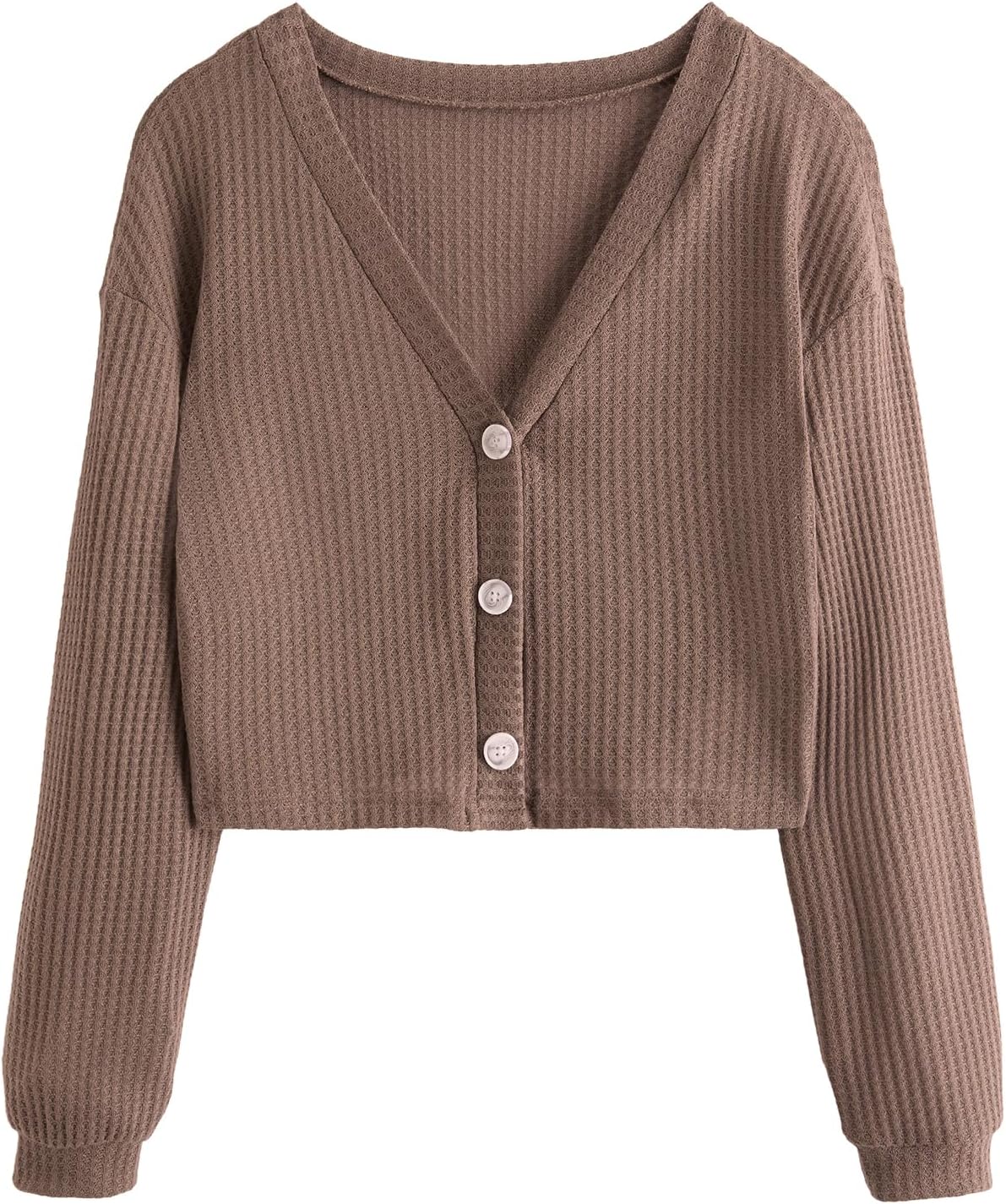 SweatyRocks Women's Long Sleeve Button Front V Neck Soft Knit Cardigan Sweaters