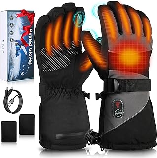 Jkevow Heated Gloves for Men and Women, Heated Gloves with 5 V 5000 mAh Rechargeable Battery, 3 Heating Temperature Adjustable Motorcycle Gloves for Cycling, Hiking, Skiing
