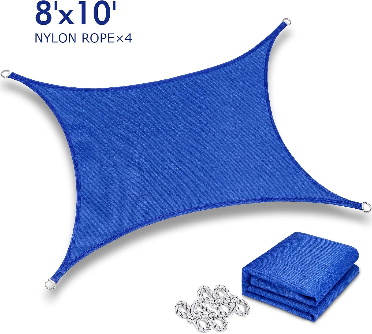 ROYAMY 8' x 10' Sun Shade Sail Rectangle, UV Block Sun Shades Canopy for Patios, Blue
