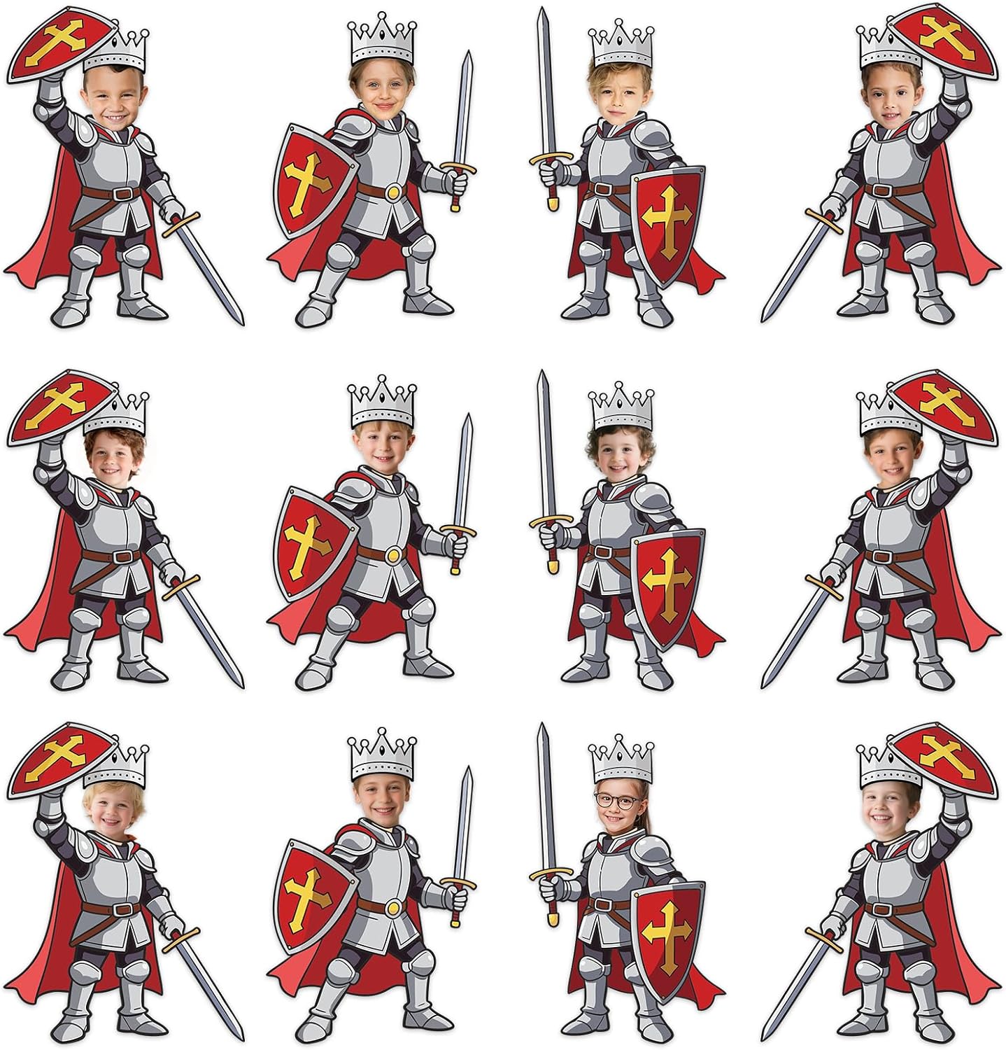 48 Set Medieval Knight Cutouts with Photo Space for Bulletin Board Decor Medieval DIY Photo Crafts Armor Knight Shield Paper Cut Outs for Castle Renaissance Home Chalkboard Wall Classroom Decors