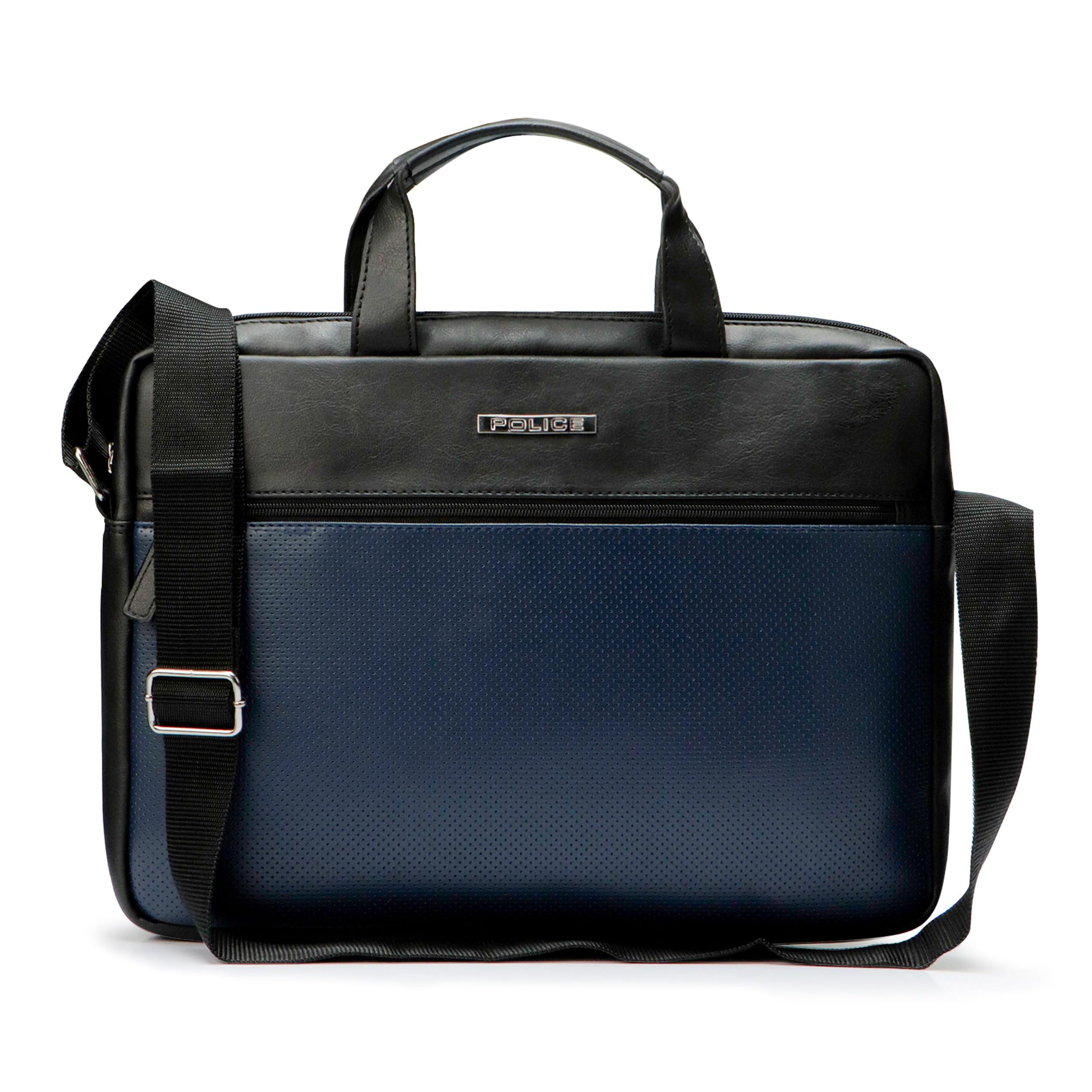 Anthemis Men's 14 inch Leather Laptop Messenger Briefcase Bag Lightweight and Durable PU Material Laptop Bag for Men with Adjustable Shoulder Strap - Black and Navy Blue-image-21