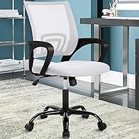 Vista 11 de Silla de oficina ergonómica, silla de escritorio de malla con respaldo medio con soporte lumbar y reposabrazos, transpirable, sillas ejecutivas
