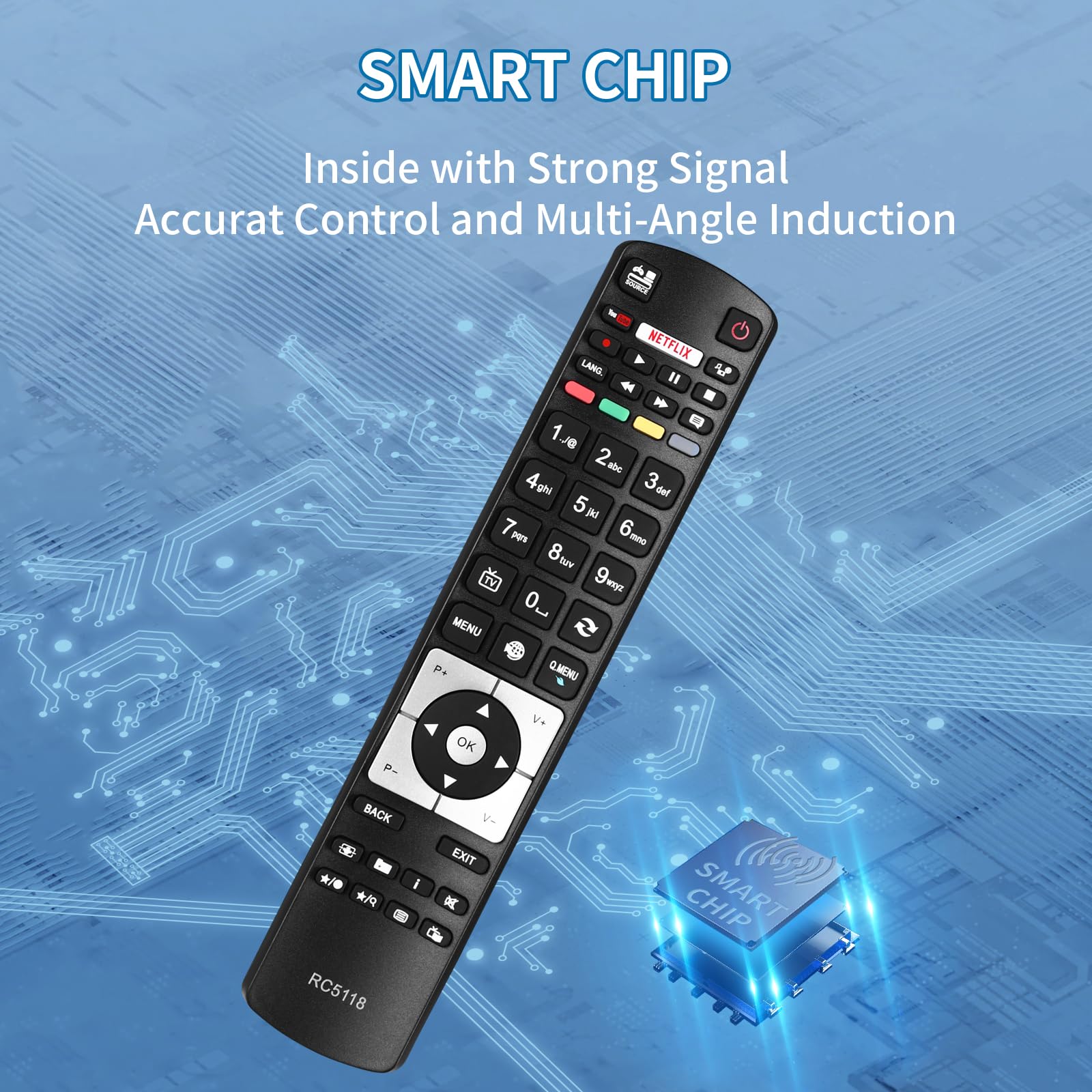 ALLIMITY Telecomando RC5118F Sostitutivo Per TV Alba, Polaroid, Finlux, Hitachi, Telefunken, Digihome - Con Tasti Netflix E YouTube - 4