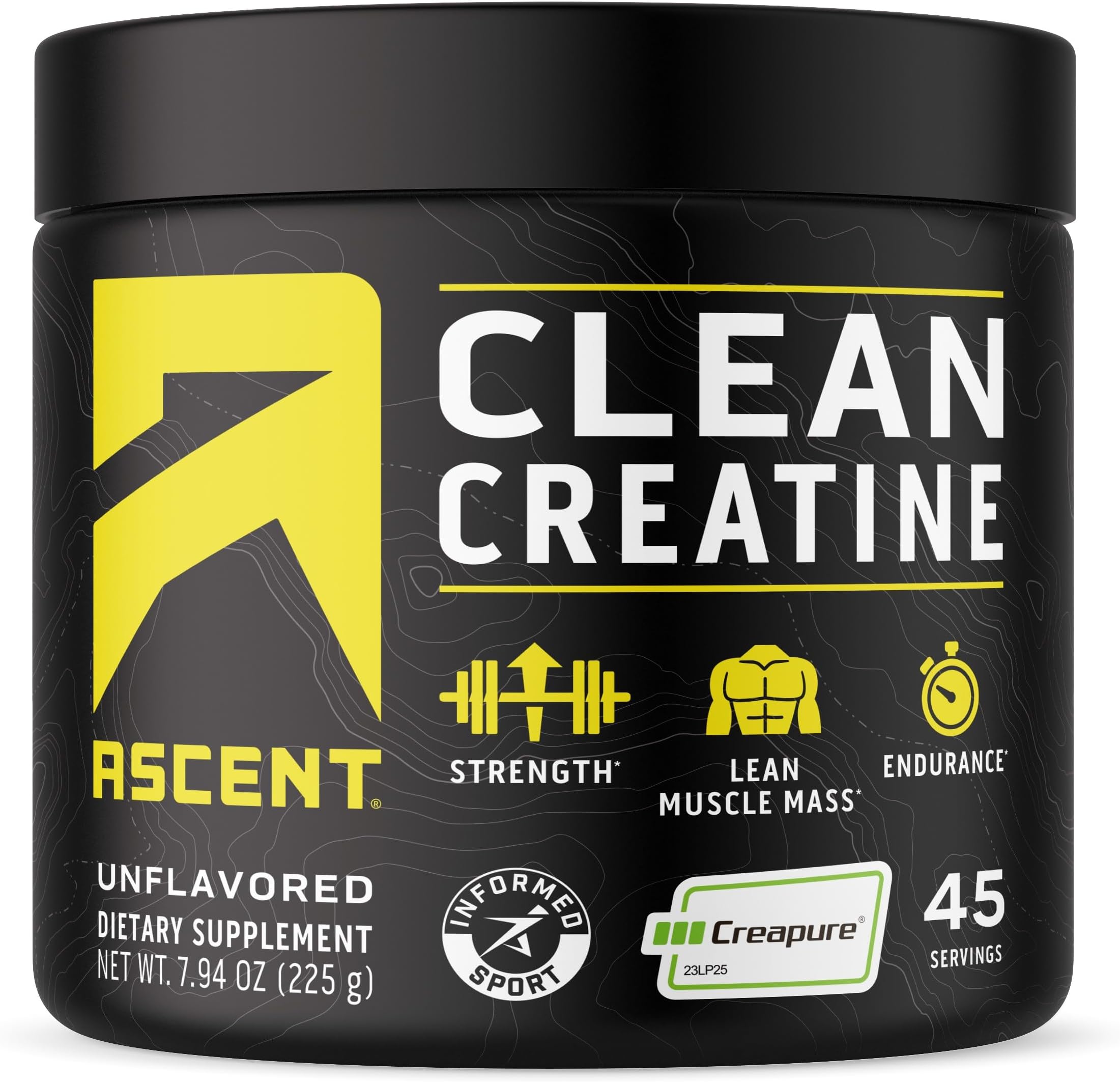 Ascent Clean Creatine Monohydrate Powder - 5G Per Serving, Creapure Supplement - Unflavored, 45 Servings
