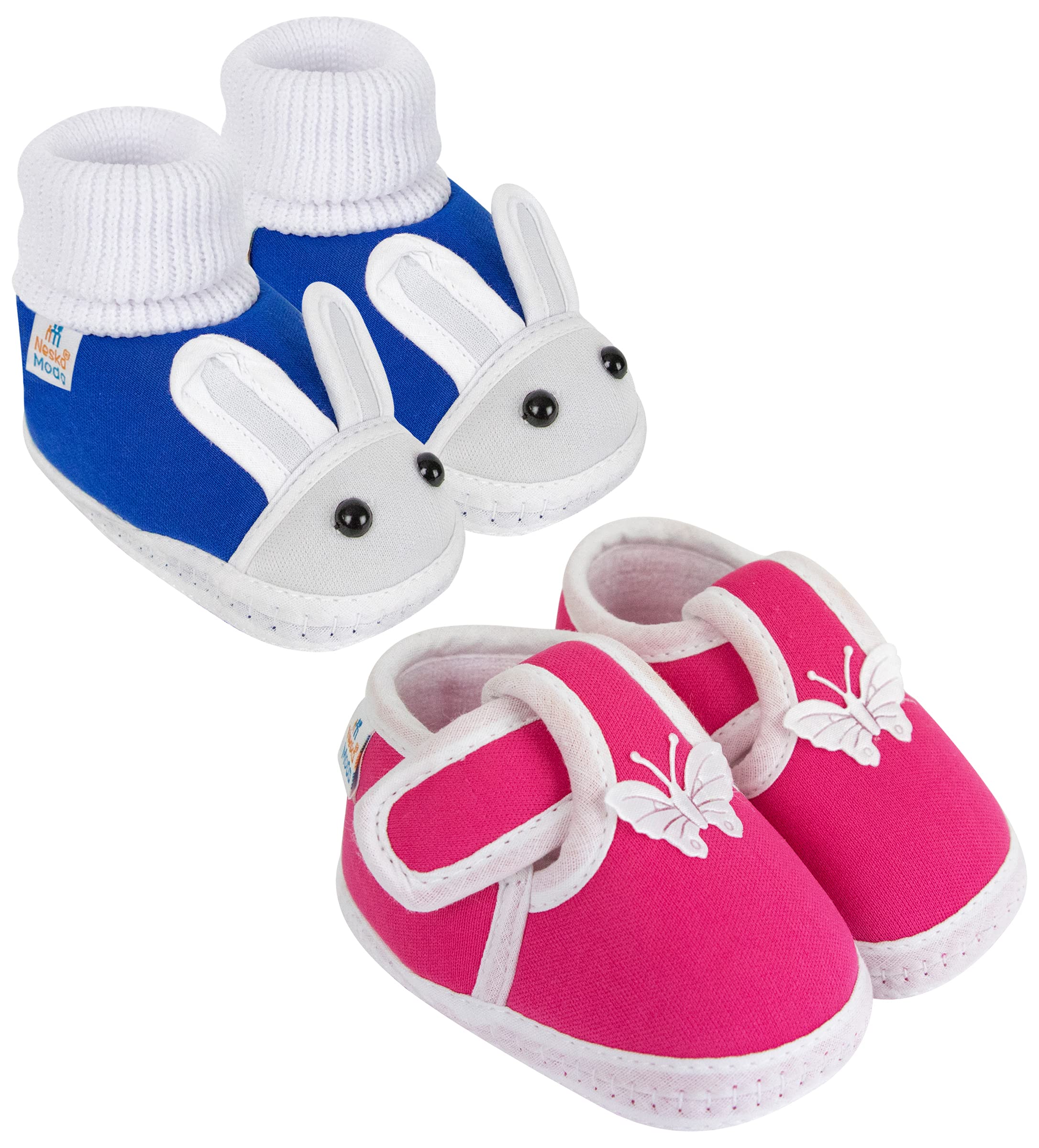 Neska Moda Pack of 2 Unisex Baby Booties for 6 to 12 Months (Blue,Pink) (B07DTBGK9Y) Amazon Price History, Amazon Price Tracker