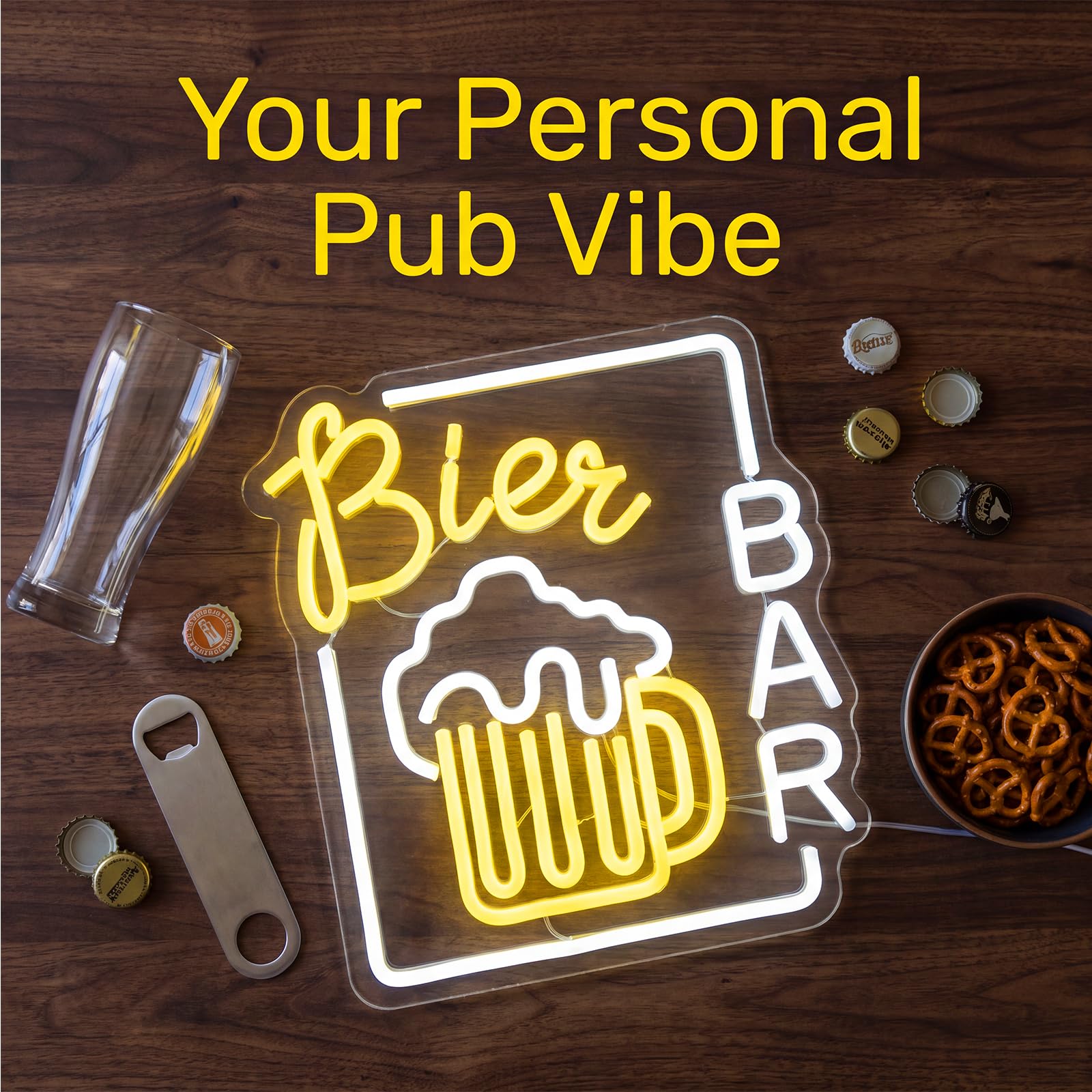 Rayong Bier Neonlicht LED Schild Bar Leuchtreklame Wanddeko Neonlampe Neon Schild für Club Party Deko