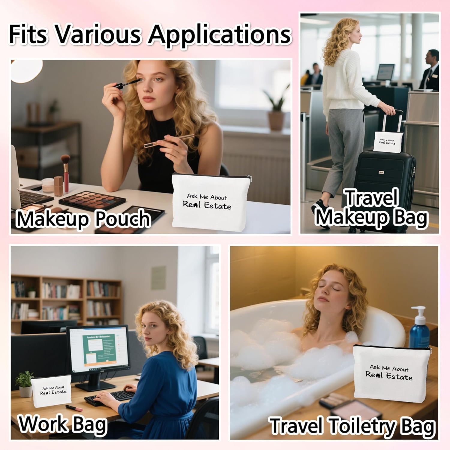 Realtor Gifts For Women - Gifts For Realtor Supplies Funny Christmas Gift For Realtors Salesperson Real Estate Agent Makeup Bag Cosmetic Bag Travel Toiletry Bags Makeup Pouch - Image 7