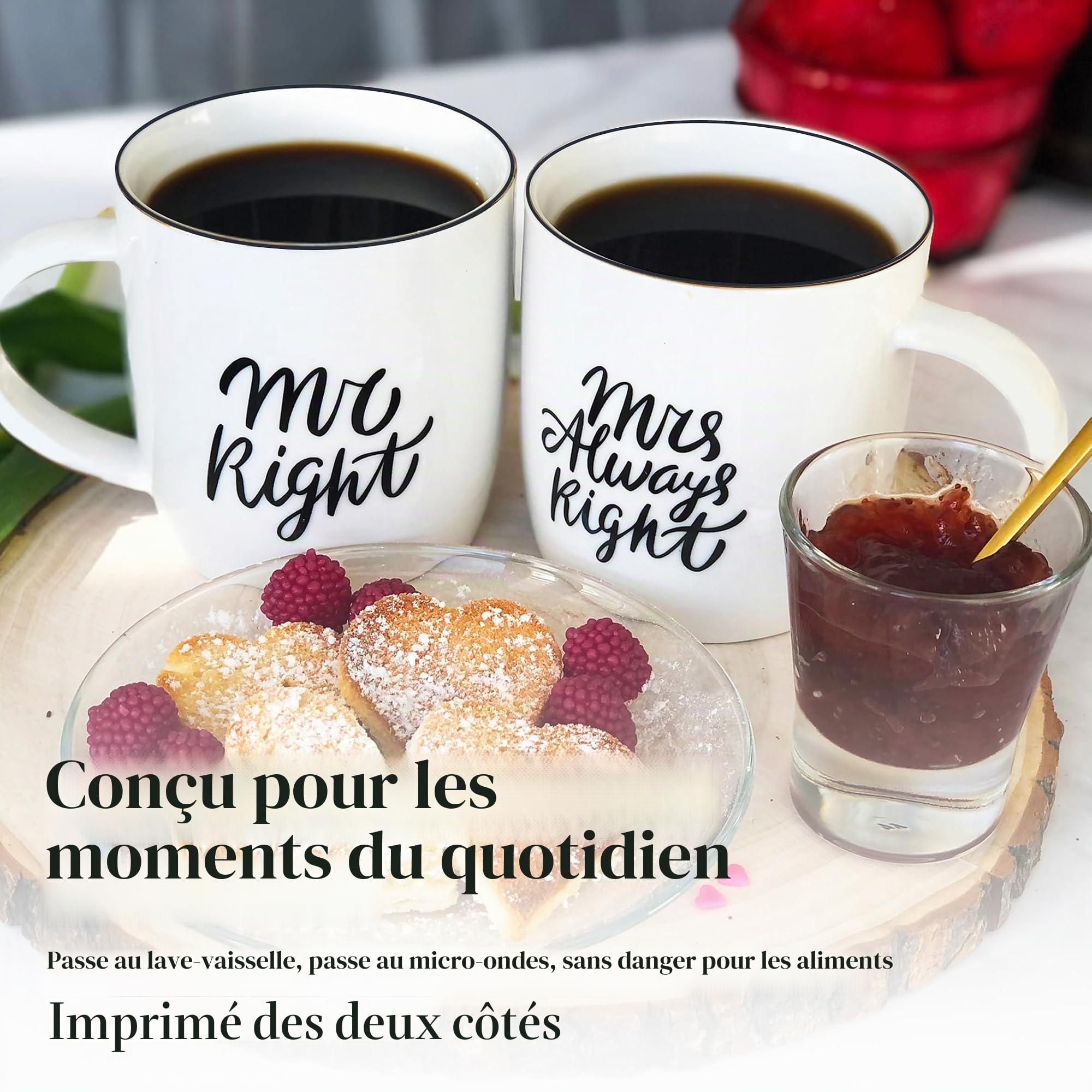 Gifffted Mr Right Mrs Always Right Mugs, Cadeau De Mariage Unique Pour le Couple,cadeaux Pour Fiançailles,anniversaire, Mariée et le Marié, Cadeaux de Noël, Ensemble À Café, Original Couples Tasses