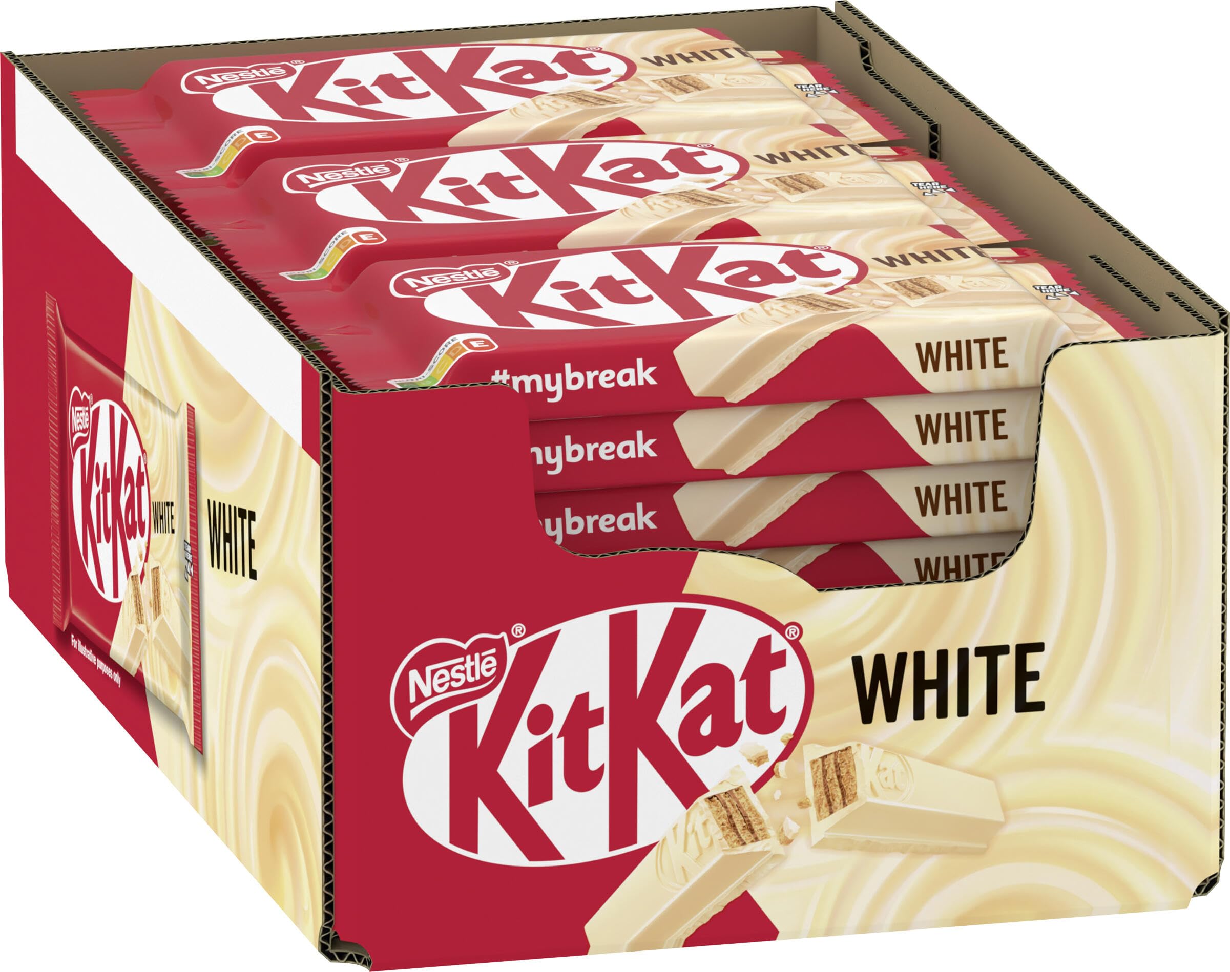 Nestlé KITKAT White Riegel, Knusper-Riegel mit weißer Fettglasur & knuspriger Waffel, 24er Pack (24 x 41,5g)