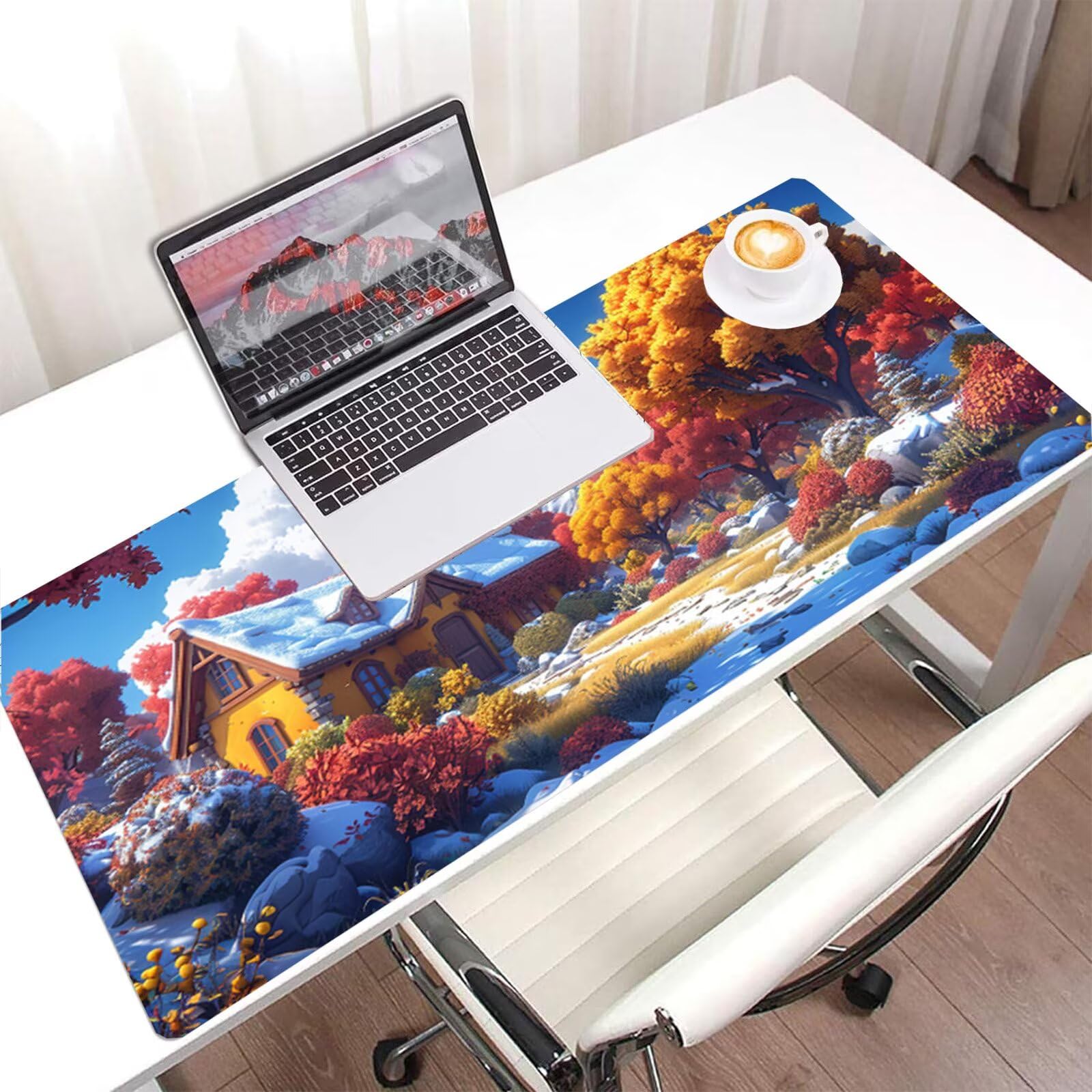 Pomarańczowa podkładka pod mysz XXL 1000x400, podkładka pod mysz pod biurko wodoodporna podkładka pod mysz drzewna, mysz z antypoślizgową podstawą, pod ręką szyte krawędzie, akcesoria do gier, prezent