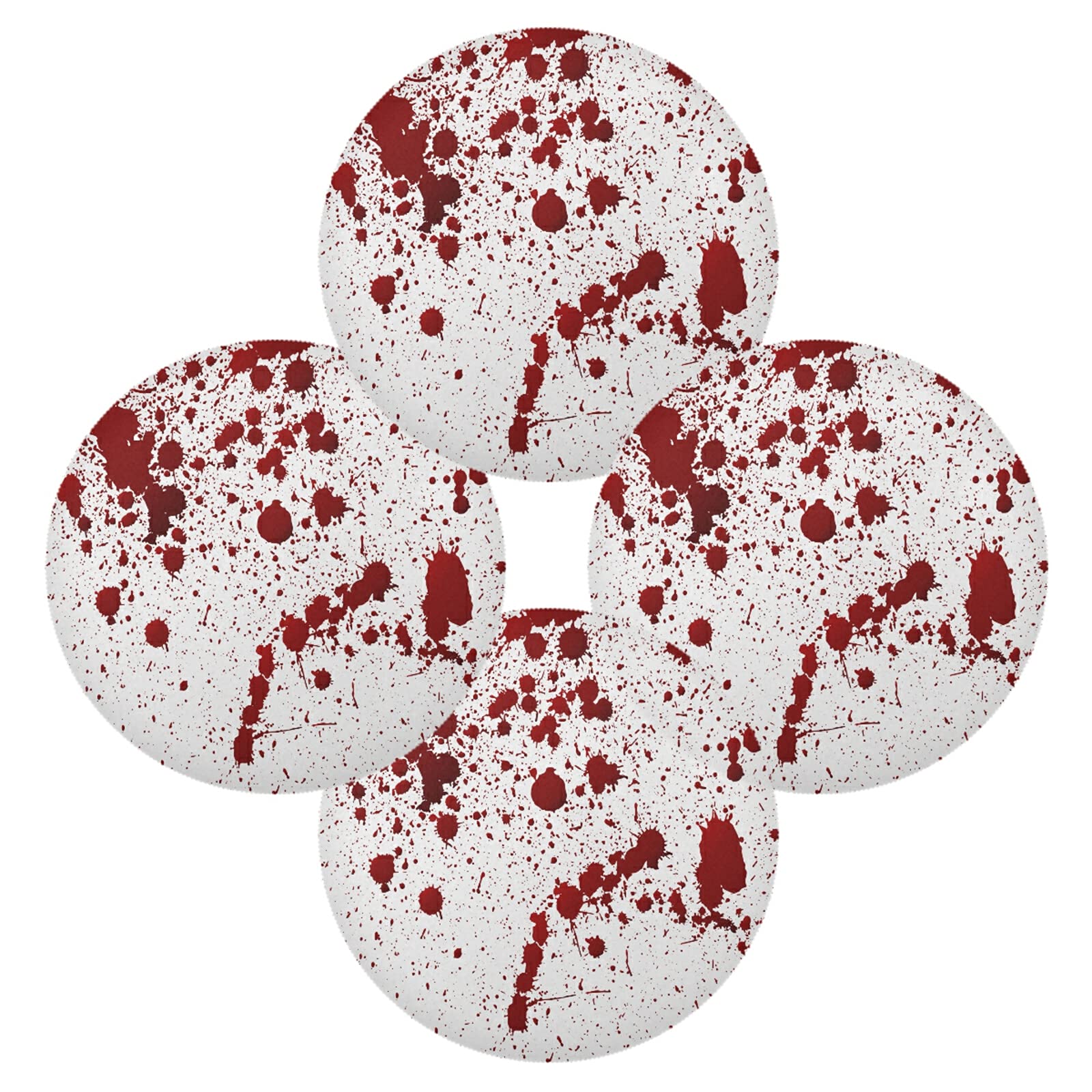 Poeticcity Multi 11 Red Blood Ink Splatter Spots Stains Isolated On White Set Of 1 Table Placemat, Non-Slip Place Mats Protector Washable Plate Mat Holder, 15.4 Inches Round Desk Pad For Kitchen Dining