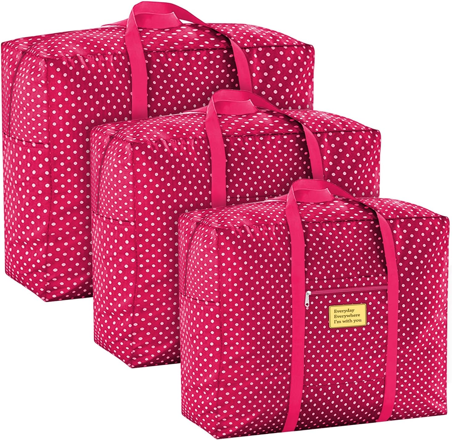 Innova Red Dotted Storage Bags with Zips & Handles (All Size) Amazon