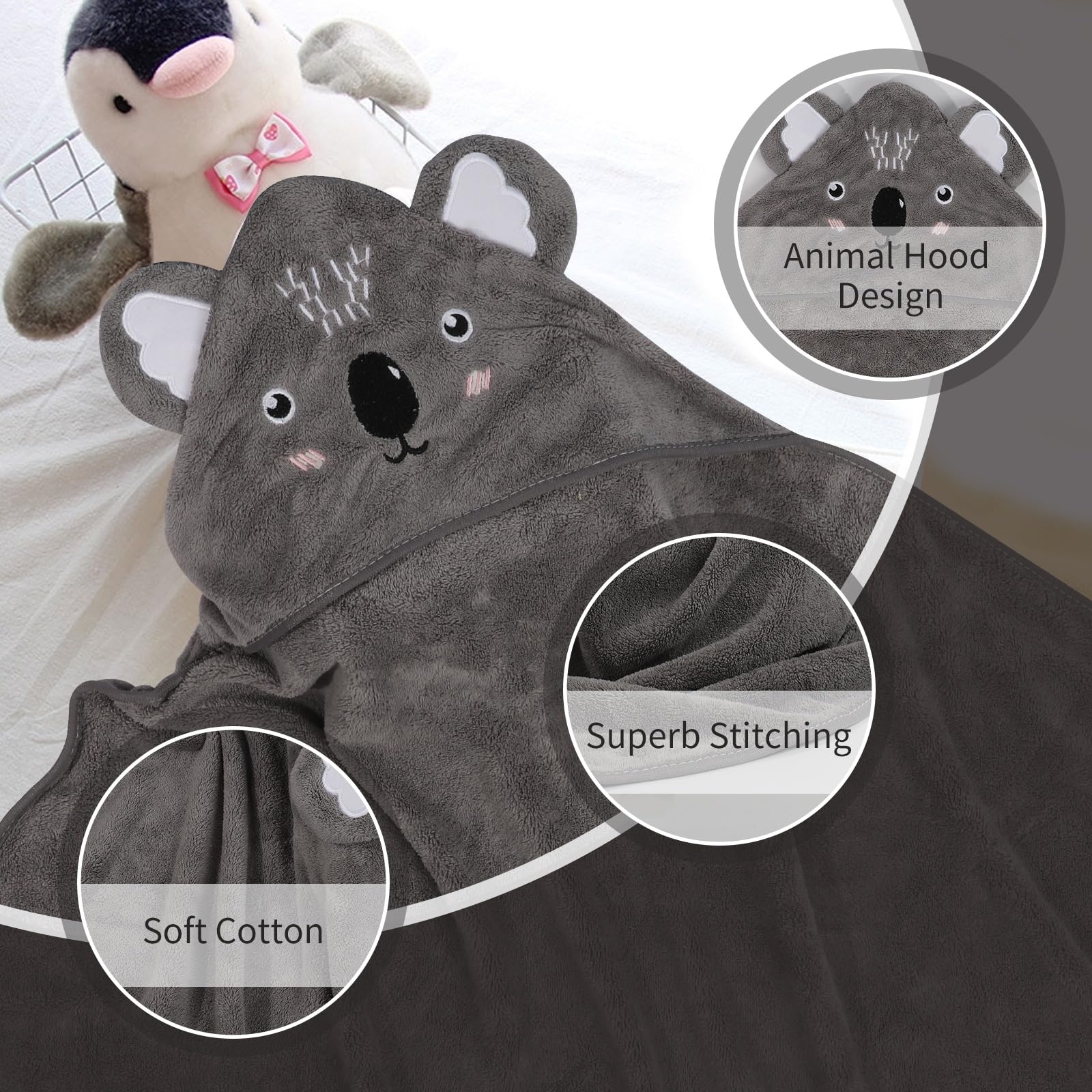 Asnewkit Serviette De Bain à Capuche Pour Bébé Avec Capuche, Motif Animal Unique, Serviette Pour Bébé