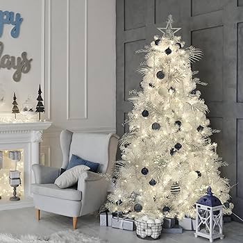 Amazon.com: KI Store 6ft White Christmas Tree with Ornaments and