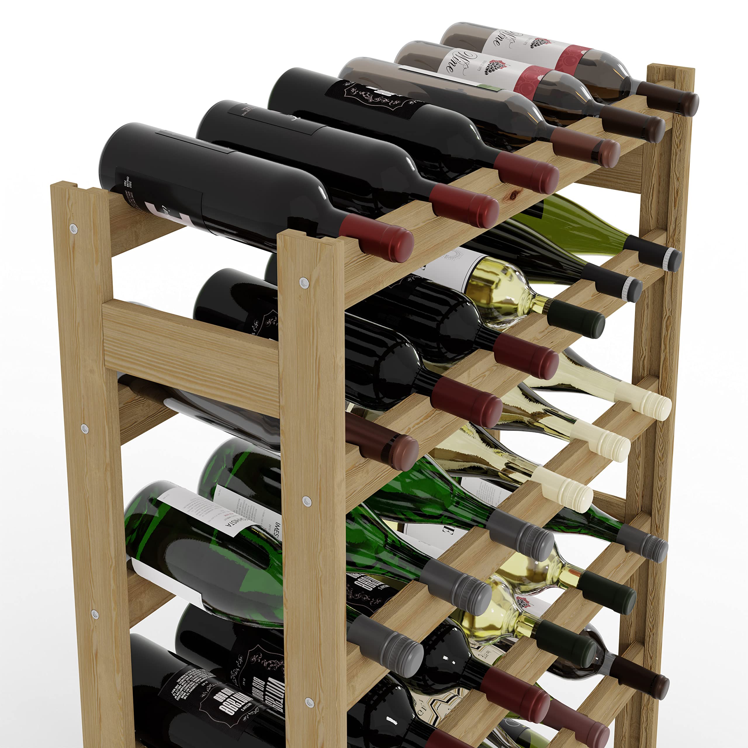 Lenmar, Portabottiglie in Legno per Bottiglie Naturali RW-1 Vino Portabottiglie Scaffalatura cantina Ripiani portabottiglie (Naturale, RW-1-42, 102 x 63 x 25, marrone, per 42 bottiglie) - 5