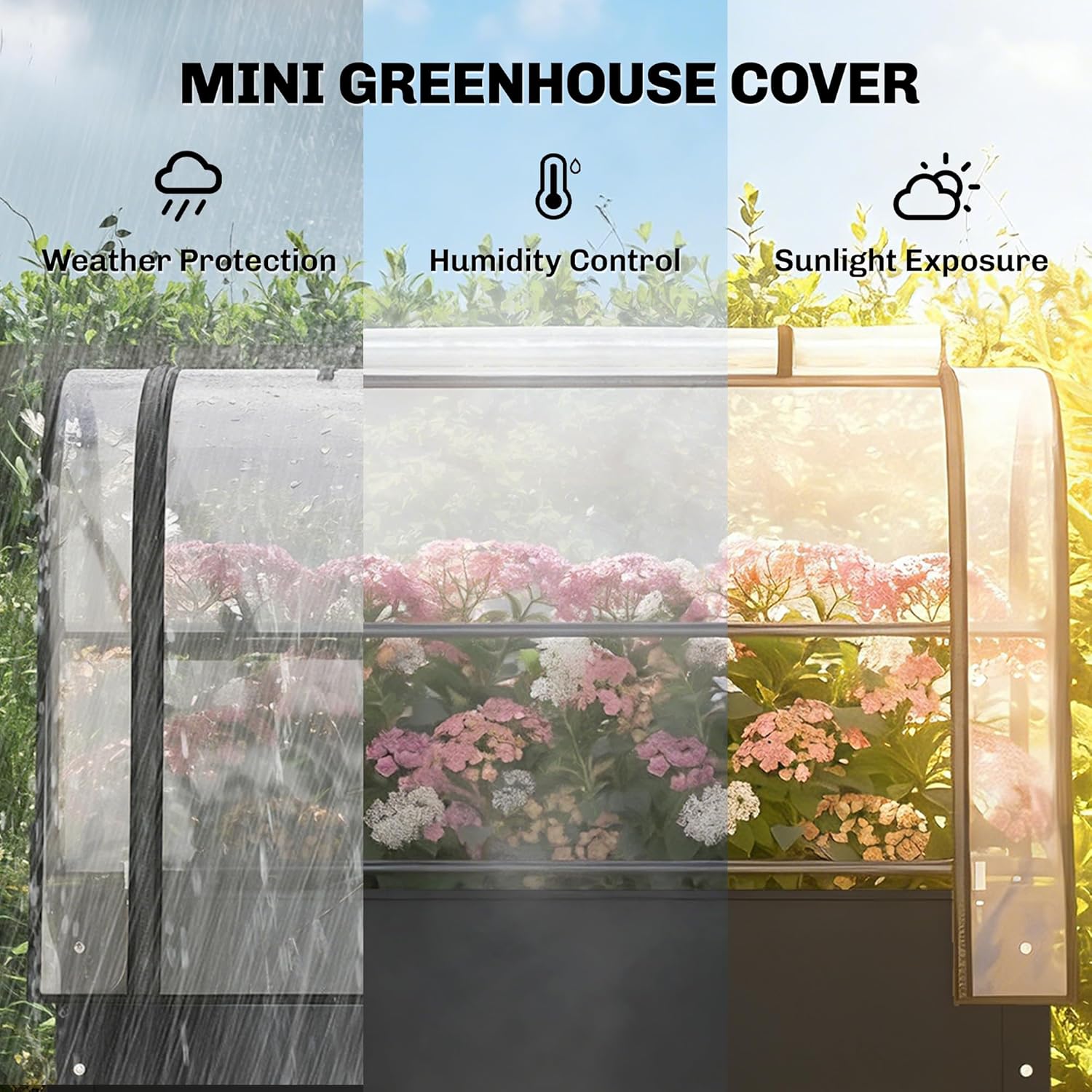 Outsunny Raised Garden Bed with Flip-Up Greenhouse Cover, Metal Elevated Garden Bed with Legs and Drainage Hole, Outdoor Raised Planter Box for Vegetables Herbs Flowers, 39.4" x 19.3" x 53.5", Black