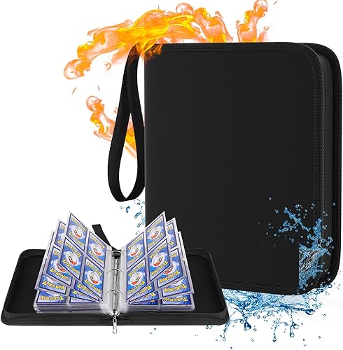 Carpeta de tarjetas con mangas, carpeta ignífuga de 4 bolsillos, carpeta de tarjetas intercambiables de 400 bolsillos de doble cara, álbum de