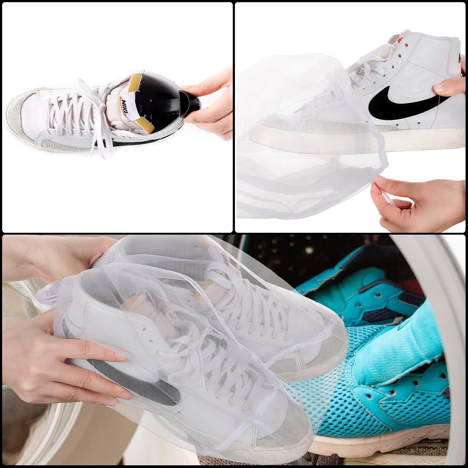 Shoe Cleaning Set Laundry System Shoe Wash Tools Mesh Bag Cleaning Brush Polishing Cloth Adjustable Shoe Trees for Washing Machine : Clothing, Shoes & Jewelry