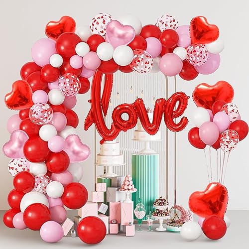 Dazzle Bright 260Pcs Valentines Day Balloon Arch Kit, Galentines Love Balloon Garland Valentines Day Decorations for Party Wedding Birthday Proposal