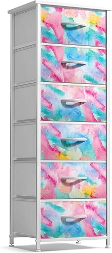 Miniatura 22 de Sorbus Cómoda para niños con 5 cajones, organizador de cofre de almacenamiento, mesita de noche, marco de acero, parte superior de madera,