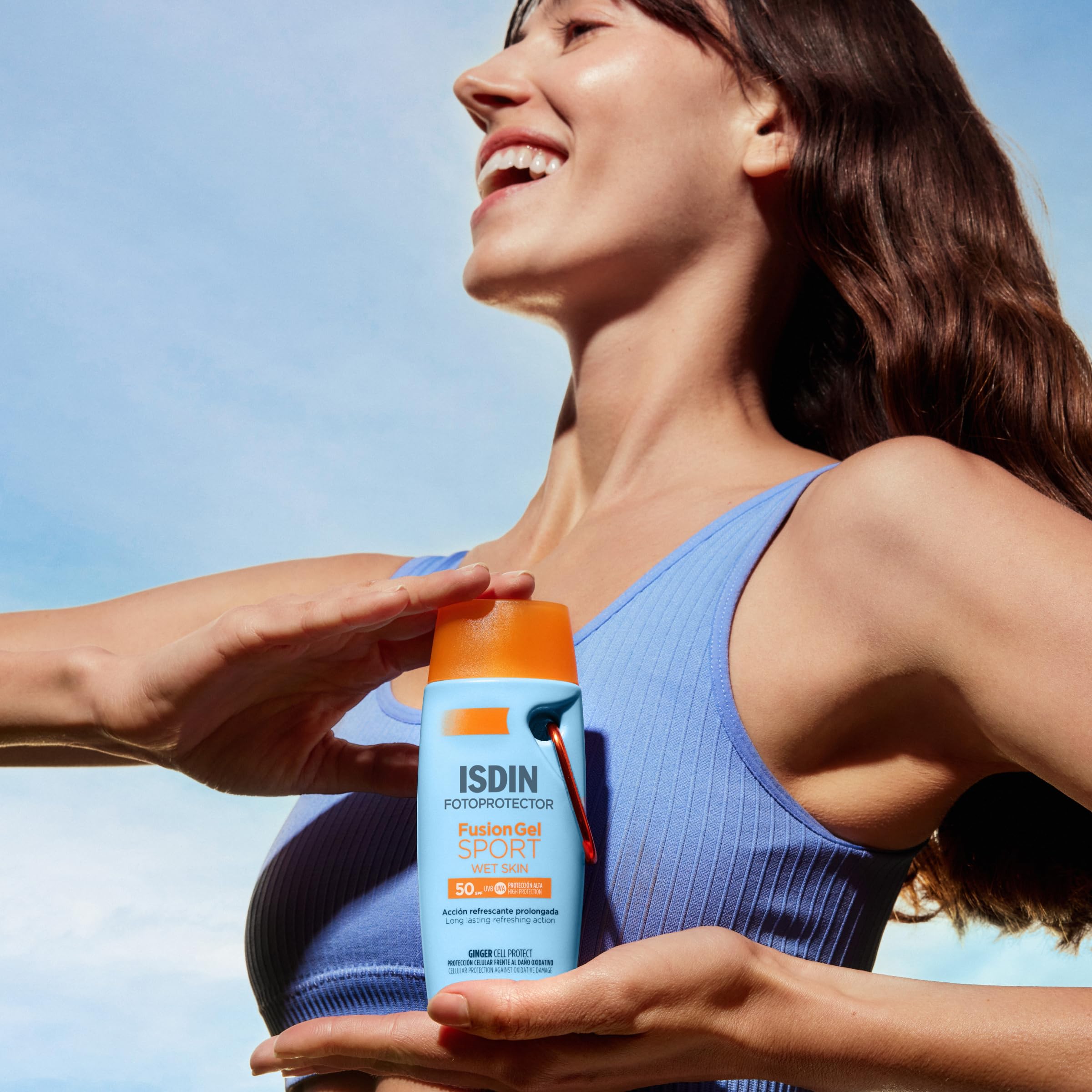 ISDIN Fotoprotector Fusion Gel Sport LSF 50+ - Transparentes Sonnengel für Sportler - Schweißresistent, Wasserfest & Kühlend - Zieht sofort ein, Nicht fettend, 100ml