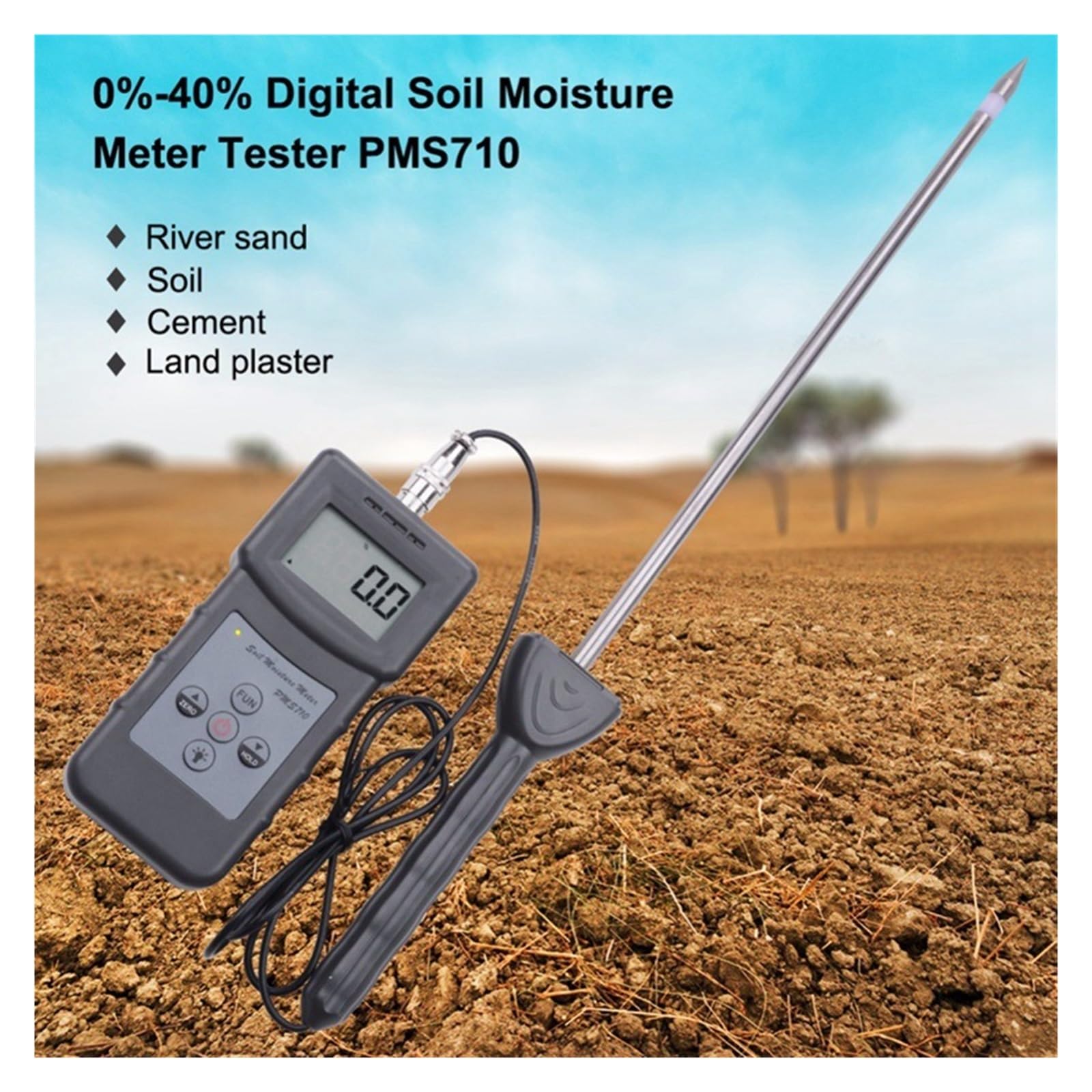 Mesure de l'humidité du Sol 1 Pièces PMS710 Numérique Humidimètre De Sol Test Rivière Sable Sol Ciment Terre Capteur Plastique Métal Fiable et précis