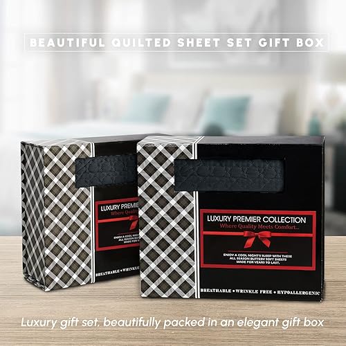 Miniatura 8 de Elegant Comfort Lujoso juego de sábanas acolchadas de 4 piezas, caja de regalo, calidad egipcia de 1500 hilos, resistente a las arrugas, sábana