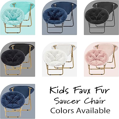 Miniatura 14 de Heritage Kids Silla plegable de piel sintética blanca con base dorada de 23 pulgadas Kids Saucer™ Blanco con base dorada,Negro con base negra,Negro