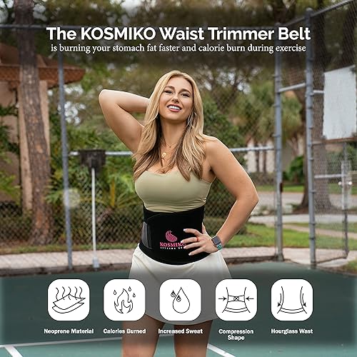 Miniatura 2 de KOSMIKO Faja reductora de cintura, moldeador de sudor para mujeres y hombres con gel potenciador de entrenamiento, moldeador de cintura para