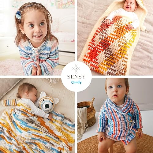 Miniatura 5 de Sensy Candy Yarn - Hilo de 3 madejas, 3.5 onzas, 251 yardas, multicolor para ganchillo y tejido, calibre ligero 3