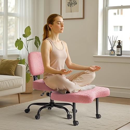 Miniatura 9 de Furmax Silla de oficina ergonómica con patas cruzadas con ruedas, silla de escritorio giratoria de 360 de altura ajustable con reposapiés para TDAH,