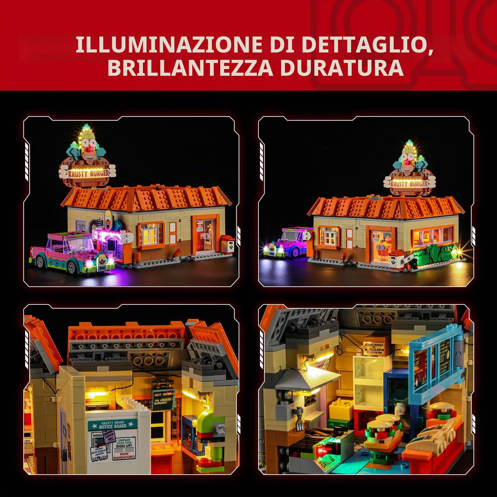 BRIKSMAX Kit di luci 2.0 per Lego The Simpson Krusty Burger - Innovativa illuminazione a LED compatibile con icone Lego 10352