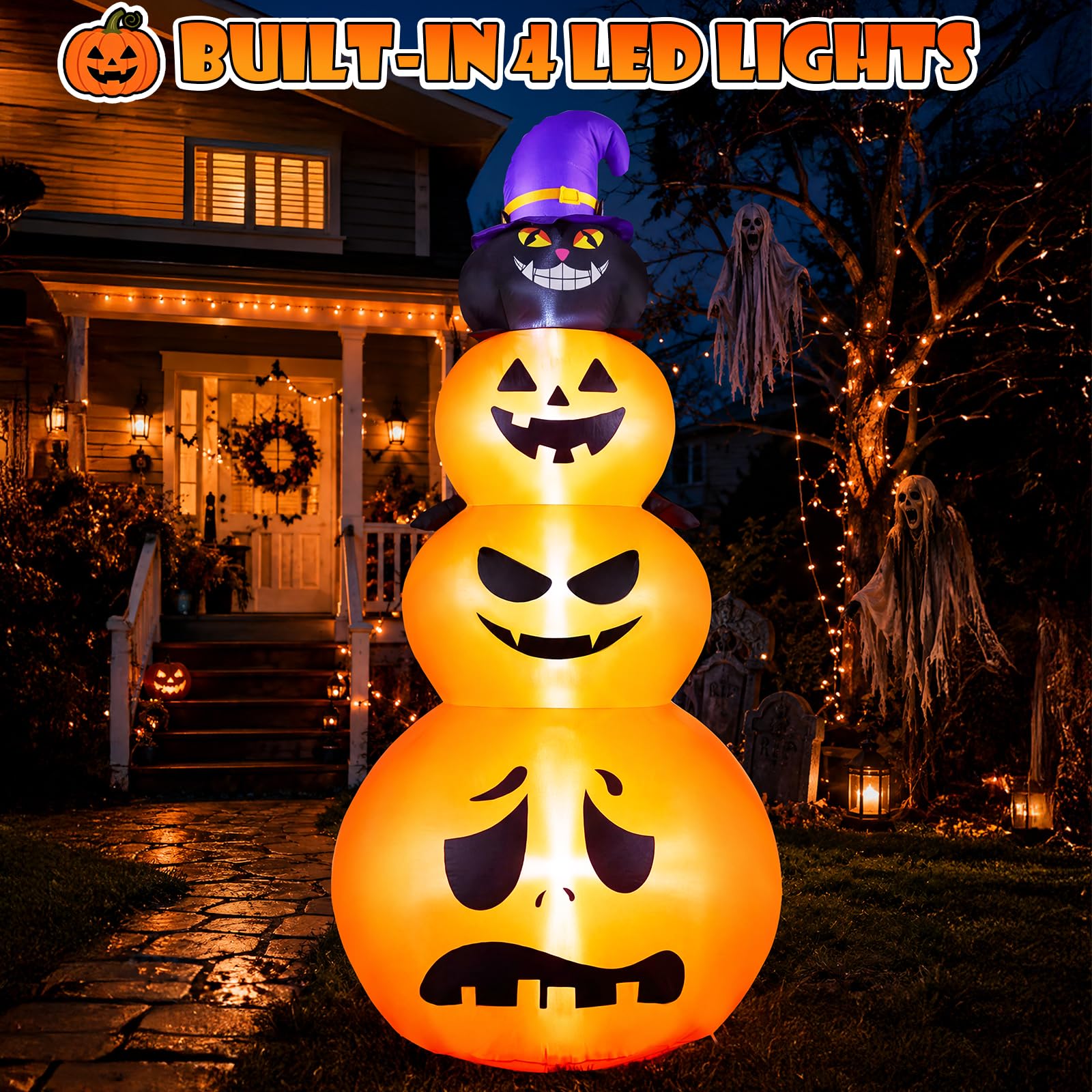 Decorazione all'aperto gonfiabile di Halloween, decorazione all'aperto impilata gonfiabile di Halloween, LED incorporati di Halloween per i gonfiabili di Halloween