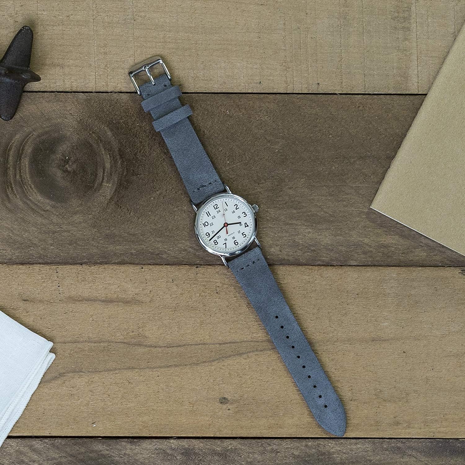 Benchmark Suede Watch Strap - Vintage Leather Watch Band for Men & Women - Compatible with Regular & Smart Watches - Choice of Color & Width - 18mm, 20mm or 22mm