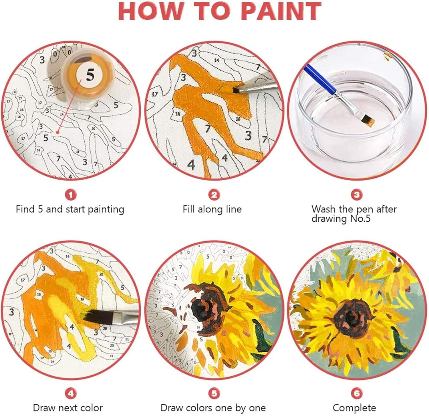 ABEUTY DIY Paint by Numbers for Adults Beginner - Flowers 16x20 inches Number Painting Anti Stress Toys