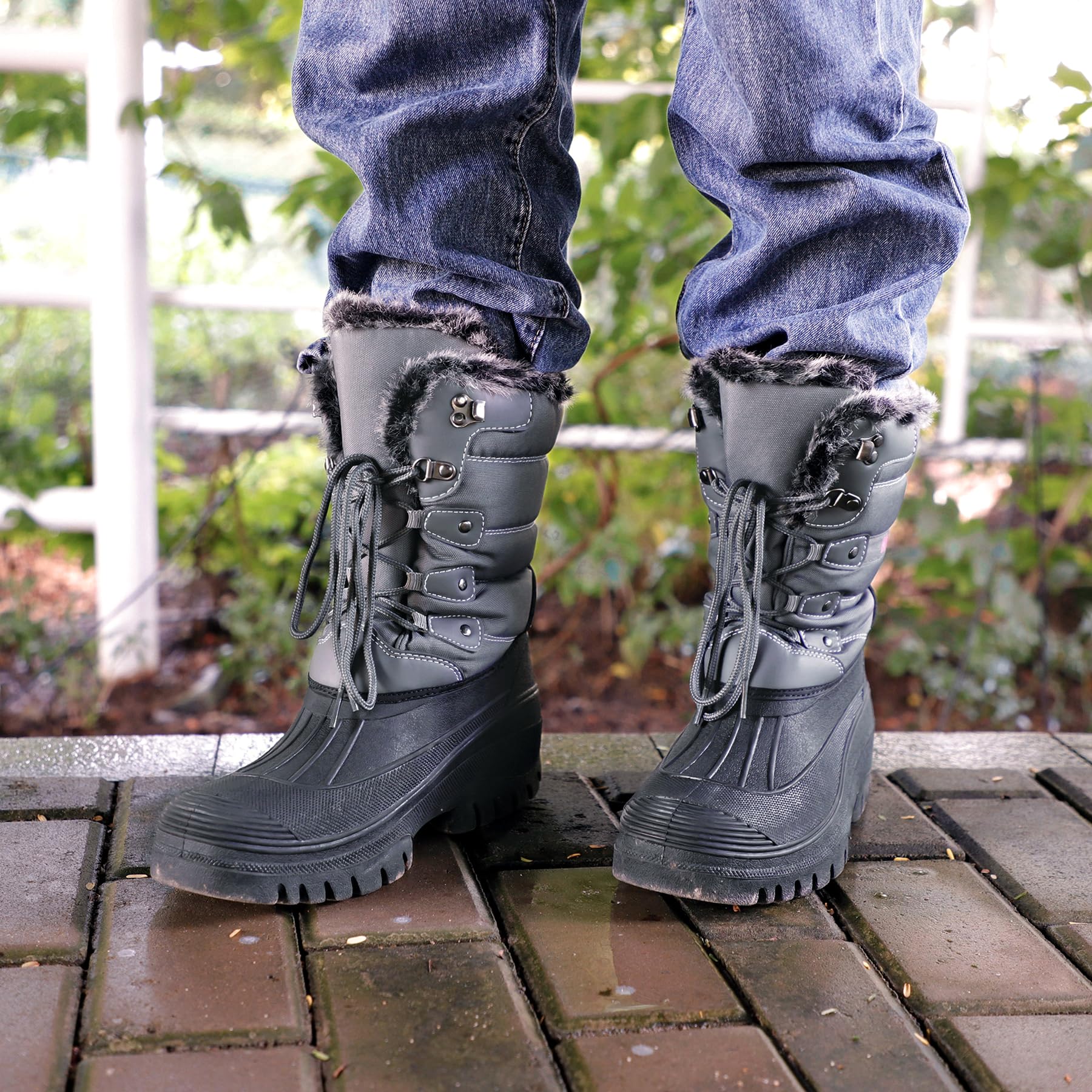 Knixmax Stivali da Neve per Donna e Uomo Stivali Invernali Foderati in Pelliccia Suole Impermeabili Scarpe Calde Stringati per Giardino, Fattoria e Outdoor