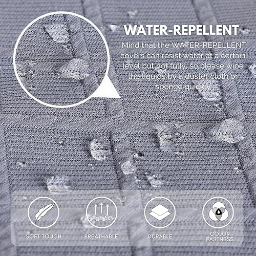 Miniatura 2 de SearchI Juego de 4 fundas de asiento para sillas de comedor repelentes al agua, fundas de asiento elásticas lavables para sillas de comedor,