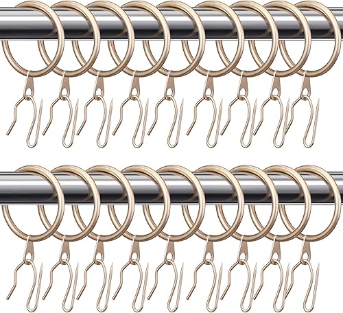 Qunclay Juego de 100 anillos de cortina de metal de 1.26 pulgadas con ojales, ganchos de cortina para cortinas y ganchos de metal para cortinas y