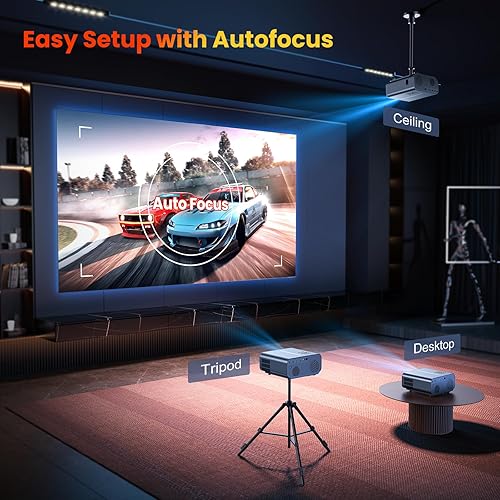 Miniatura 3 de HAPPRUN Proyector, enfoque automático Proyector con WiFi y Bluetooth, proyector portátil para exteriores 15000Lux compatible con 4K, 6D Keystone 50%