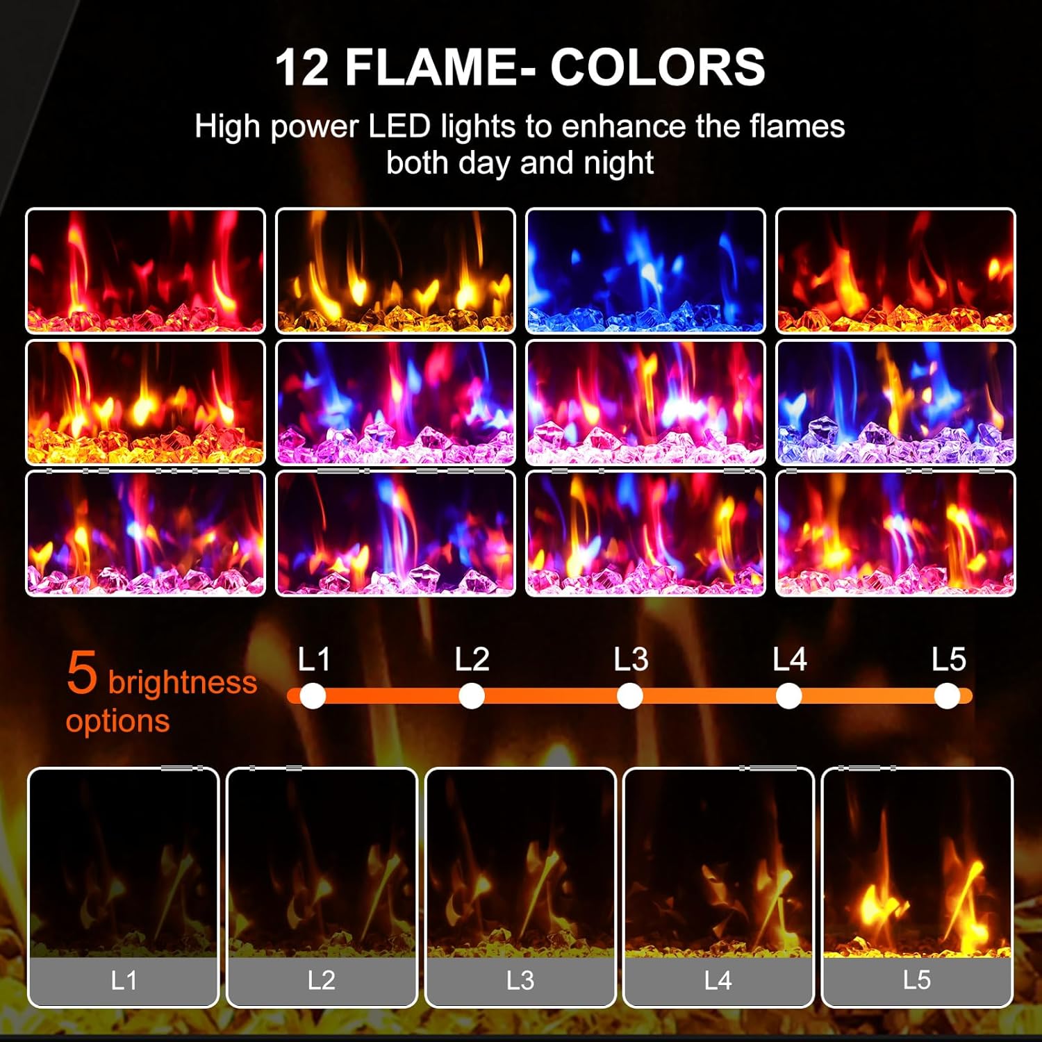 BREEZEHEAT Electric Fireplace 72" Pro Crystal-Fireplace Inserts Ultra Thin-ETL Certified,Recessed Wall Mounted,Fit for 2 x 4 and 2 x 6 Stud, Remote & Touch Control, 750W/1500W (900 Sq.Ft), Timer
