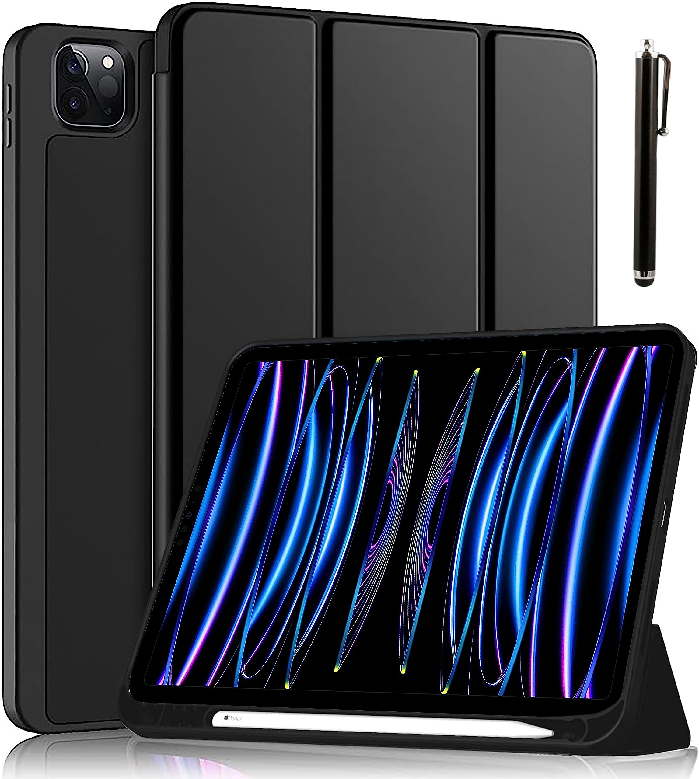 ProElite Smart Flip Case Cover for Apple iPad Air 11 M2, iPad Pro 11 4th/3rd Gen 2022/2021 & iPad Air 5th/4th Gen 10.9 inch with Left Pencil Holder [Auto Sleep/Wake] with Stylus Pen, Black (B0C6XRPGXT) Amazon Price History, Amazon Price Tracker