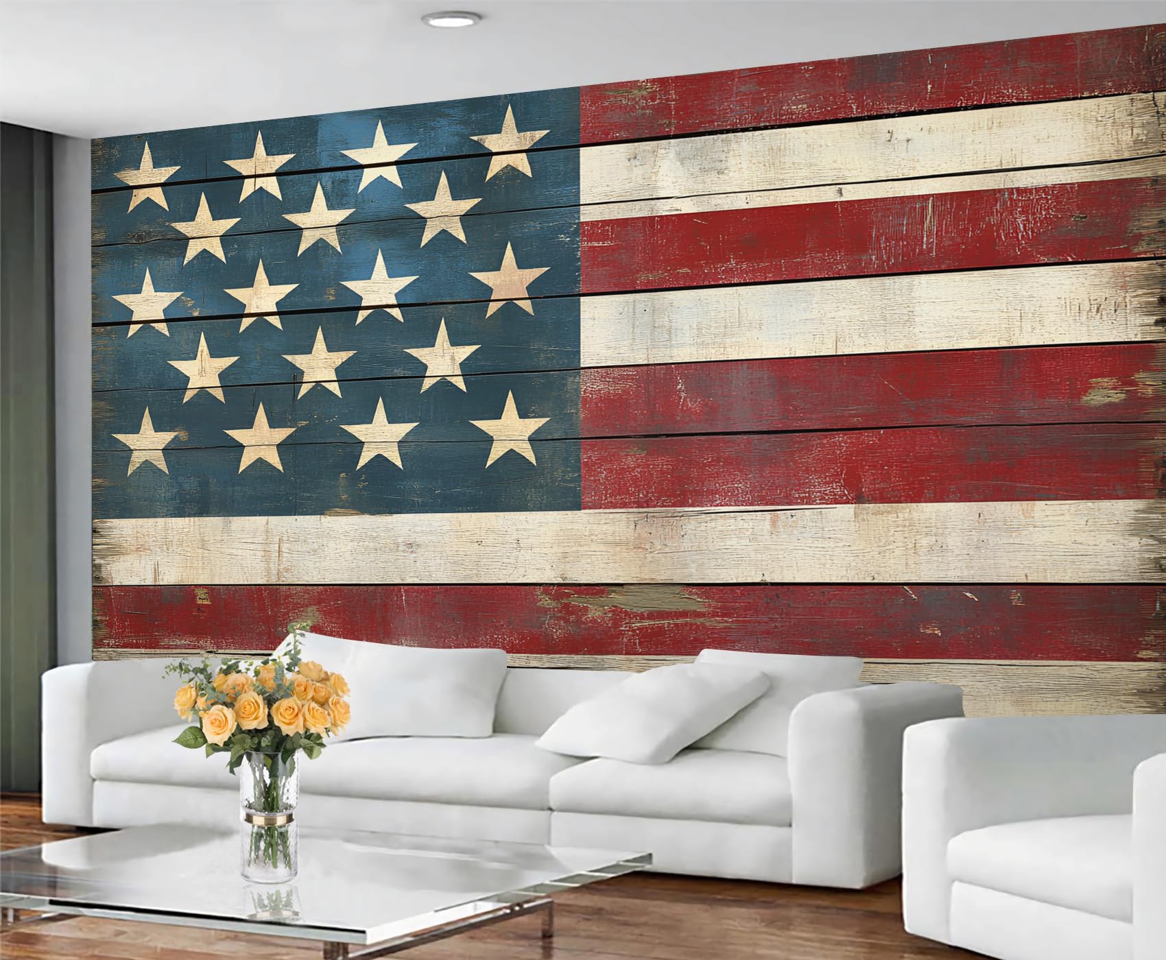 GIVLWF American Flag Wallpaper, Stars Stripes Self Adhesive Wallpaper for Living Room, Independence Day Wall Paper for Bedroom, Patriotic Wall Mural, 4th of July Large Mural & Room Decor