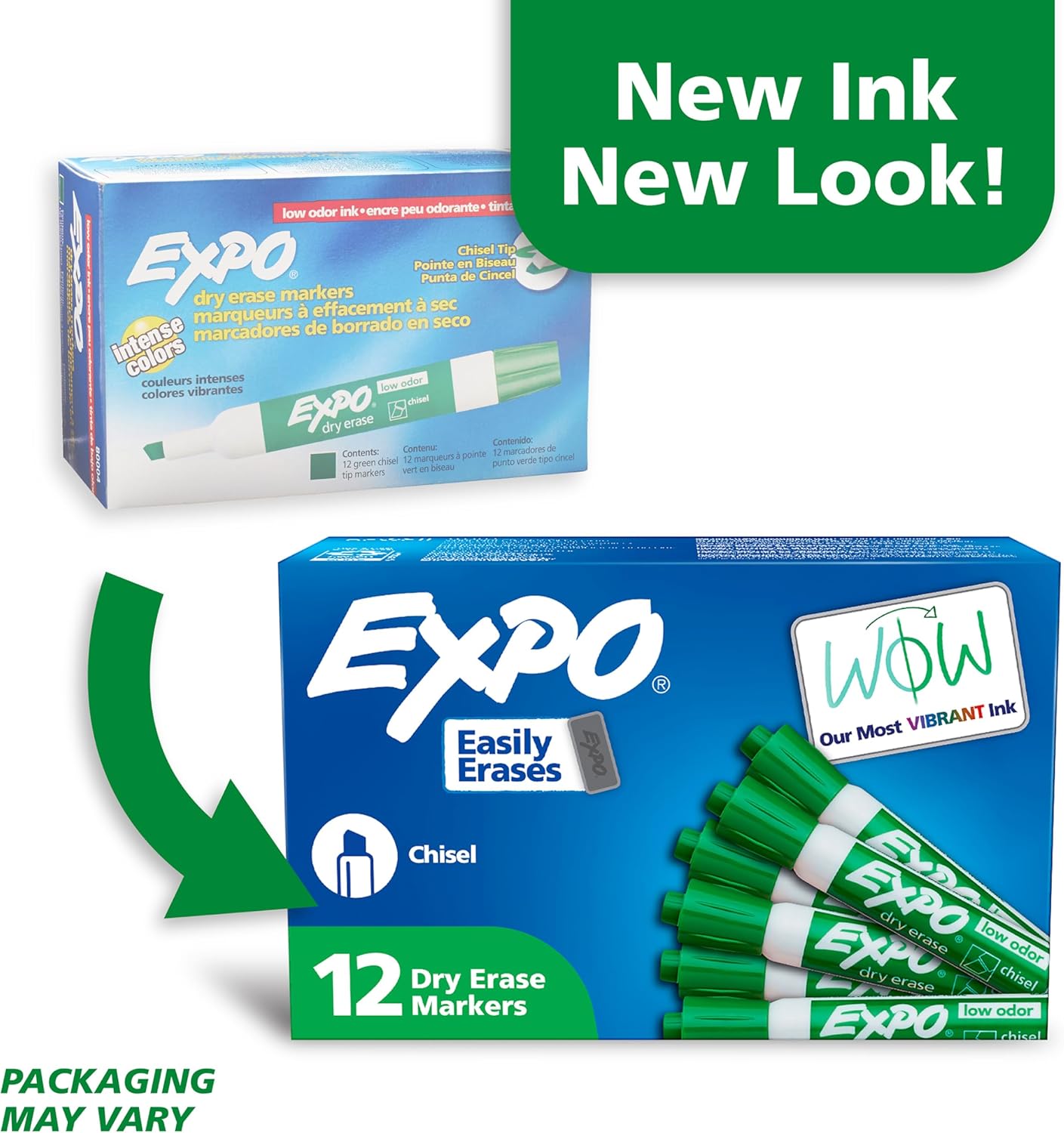 EXPO Dry Erase Markers, Low Odor Ink, Green, Chisel Tip, 12 Count - Whiteboard, Calendar, Organization, Essential Supplies for Office, School, Classroom, Teachers