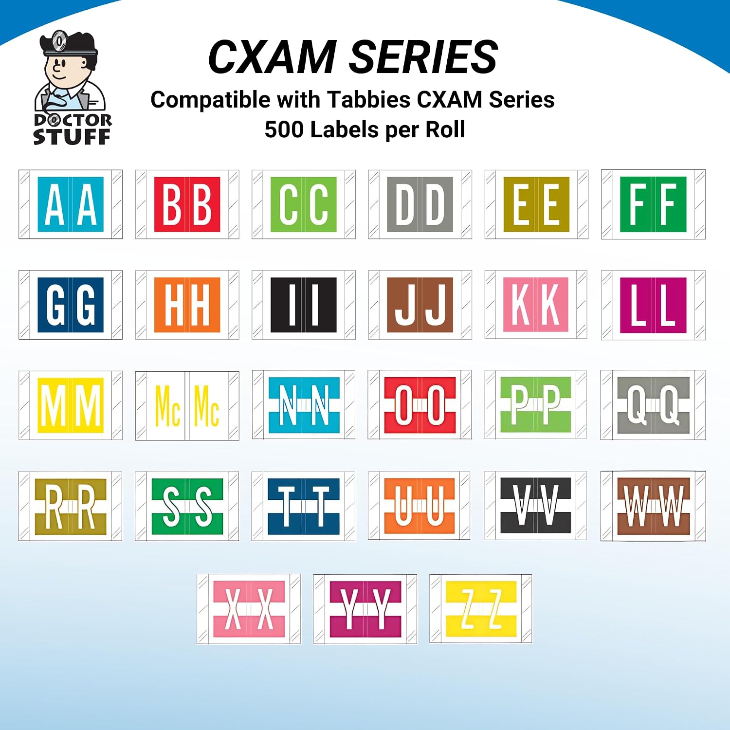 Doctor Stuff - File Folder Labels, Alphabet Letter X, Tabbies 12030 - CXAM Series Compatible Alpha Stickers, Pink, 1" x 1-1/2", 500/Roll