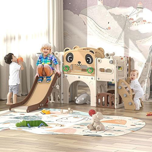 Miniatura 5 de Castillo 8 en 1 parque de juegos de atracciones castillo, juego para interiores y exteriores para niños pequeños de 1 a 3 años, juego de escalador